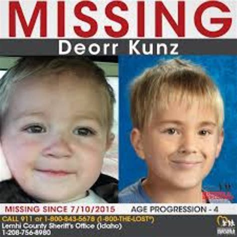 On July 10, 2015, DeOrr Kunz, a two and a half-year-old toddler was reported missing from the Timber Creek Campground near Leadore, Idaho. . Deorr kunz child found in california